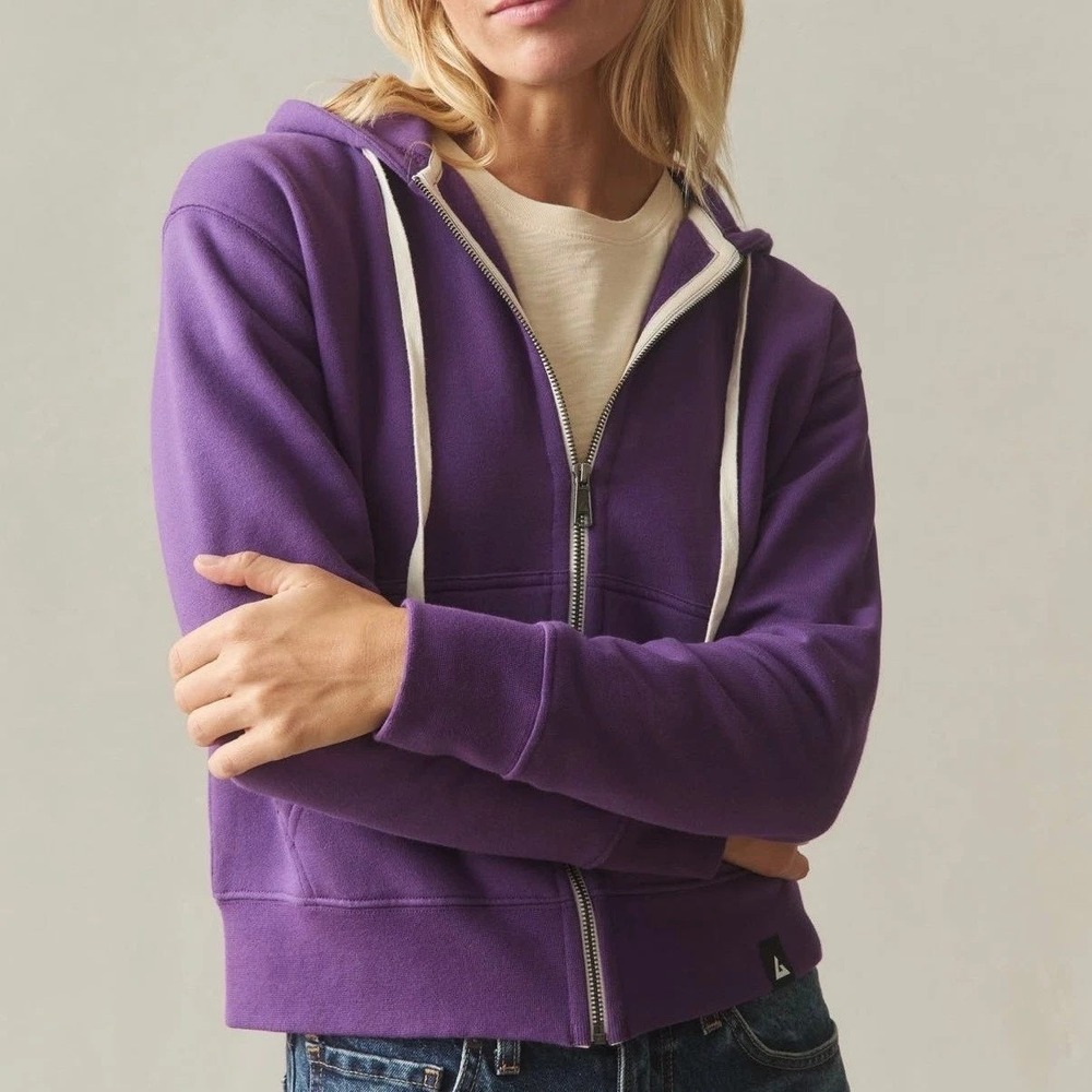 NEW American Giant Midweight Fleece Full Zip Hoodie Women L Purle Magesty Casual